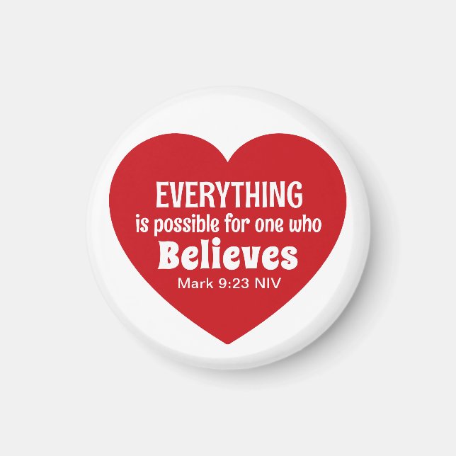 Miracle Bible Verse Red Heart Encouraging Believe Magnet (Framsidan)