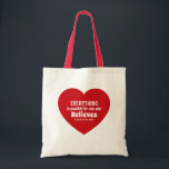 Miracle Bible Verse Red Heart Encouraging Believe Tygkasse<br><div class="desc">This cute tote features a red heart with the powerful Bible verse of Mark 9:23.   It's a nice inspirational gift for Valentine's Day or any other occasion when encouragement is needed.</div>