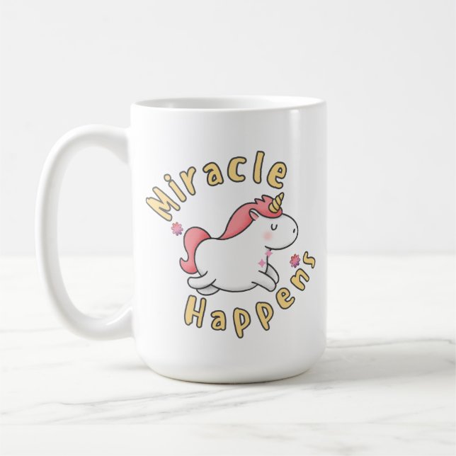 Miracle happens cute unicorn mug design  kaffemugg (Vänster)