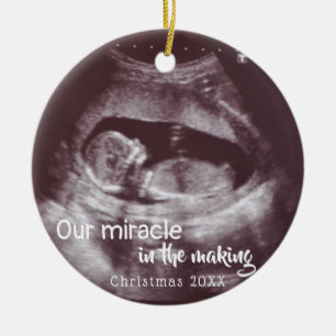 Miracle in Skapar Ultrasound 2 Photo Baby Announce Julgransprydnad Keramik