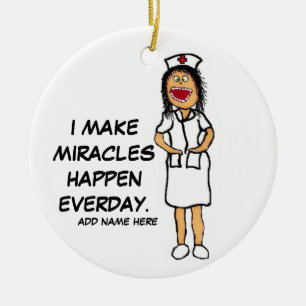 Miracle Nurse Tecknad Julgransprydnad Keramik