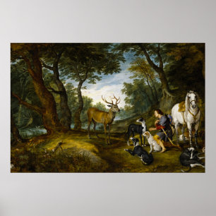 Miracle of Saint Hubert av Brueghel och Rubens Poster