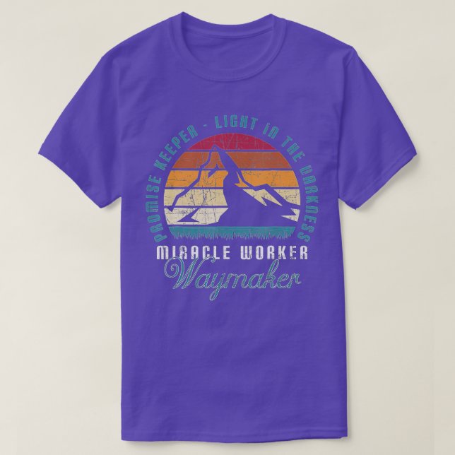 Miracle Worker Waymaker Retro Mountain Religiösa C T Shirt (Design framsida)