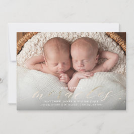Miracles Faux Foil Twin Birth Notice Meddelande