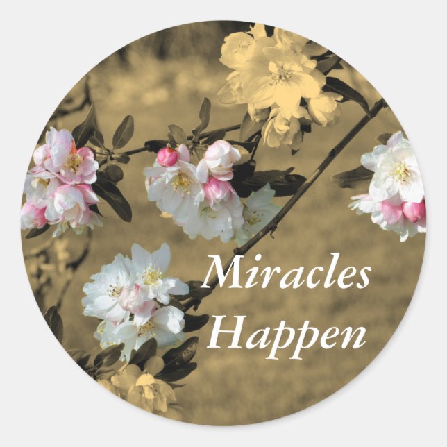 Miracles händer Blommar inspirationsinflytande Runt Klistermärke (Framsida)
