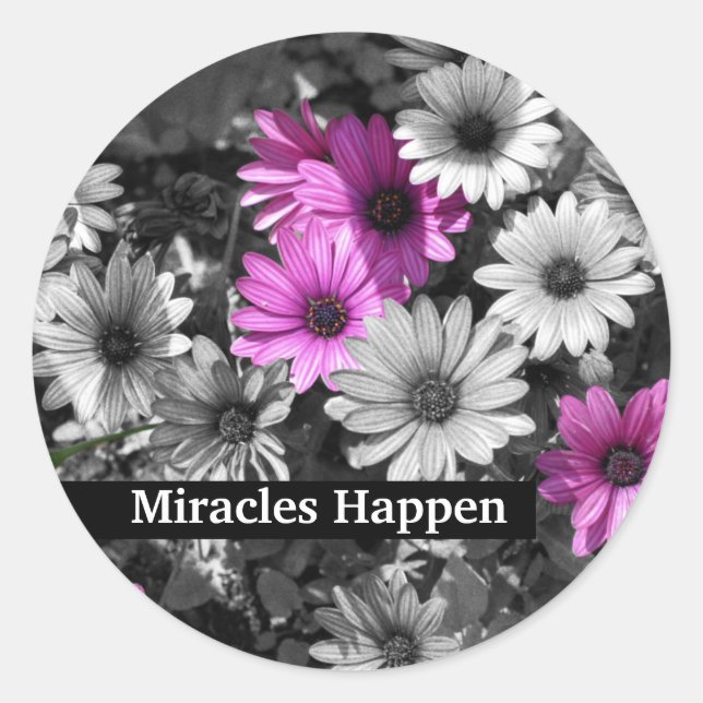 Miracles händer Daisy inspirationsinflytande Runt Klistermärke (Framsida)