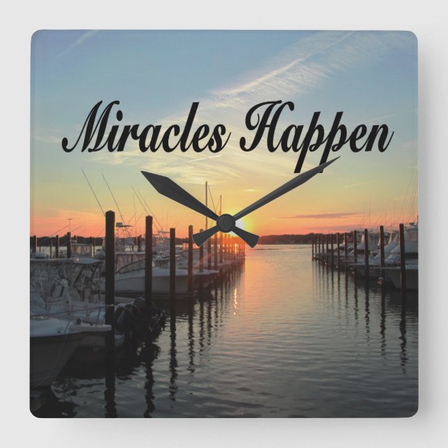 MIRACLES HÄNDER SUNSET FOTO DESIGN FYRKANTIG KLOCKA (Framsida)