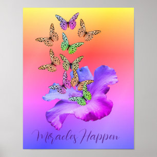 Miracles Hibiscus Butterflies inspirationell Poster