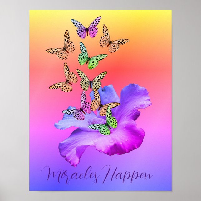 Miracles Hibiscus Butterflies inspirationell Poster (Framsidan)