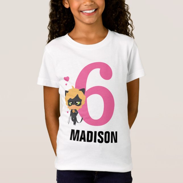 Miraculous Cat Noir Chibi Birthday T Shirt (Framsida)