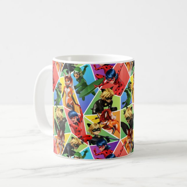 Miraculous Colorful Character Mönster Kaffemugg (Framsida vänster)