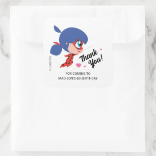 Miraculous Ladybug Birthday Tack Fyrkantigt Klistermärke