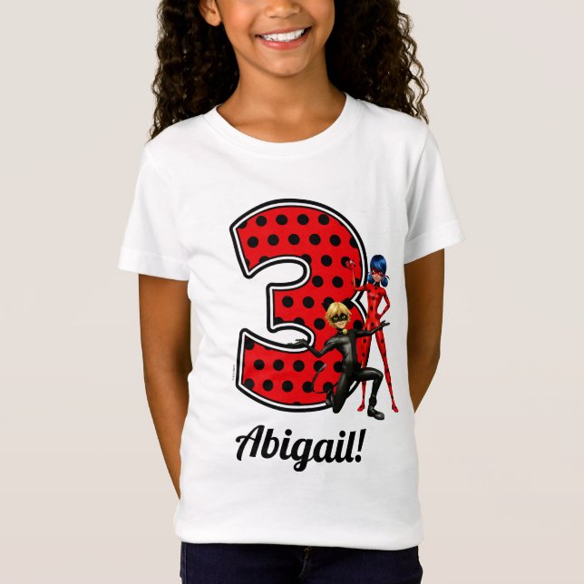 Miraculous Ladybug & Cat Noir 3:e födelsedagen T Shirt (Framsida)