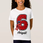 Miraculous Ladybug & Cat Noir 6e Birthday T Shirt<br><div class="desc">Fira ditt barns födelsedag med den här fantastisk-födelseskjortan med Ladybug från Miraculous! Anpassa genom att lägga till ditt barns namn!</div>