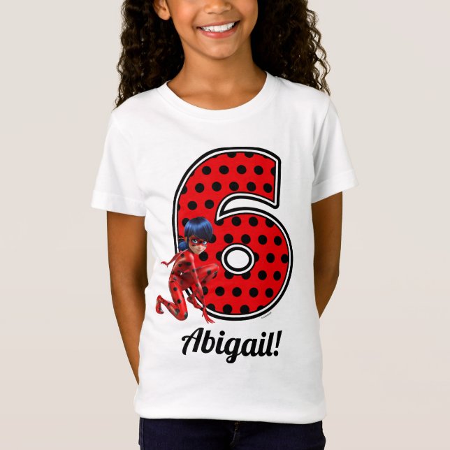 Miraculous Ladybug & Cat Noir 6e Birthday T Shirt (Framsida)