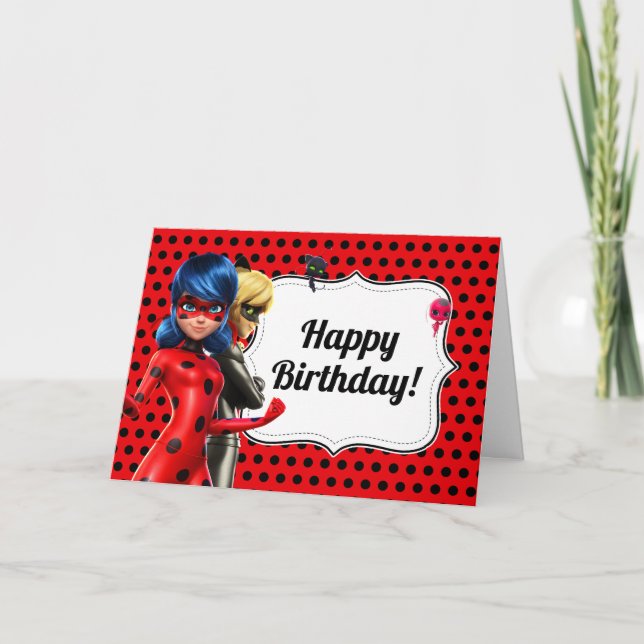 Miraculous Ladybug & Cat Noir Birthday Kort (Framsida)