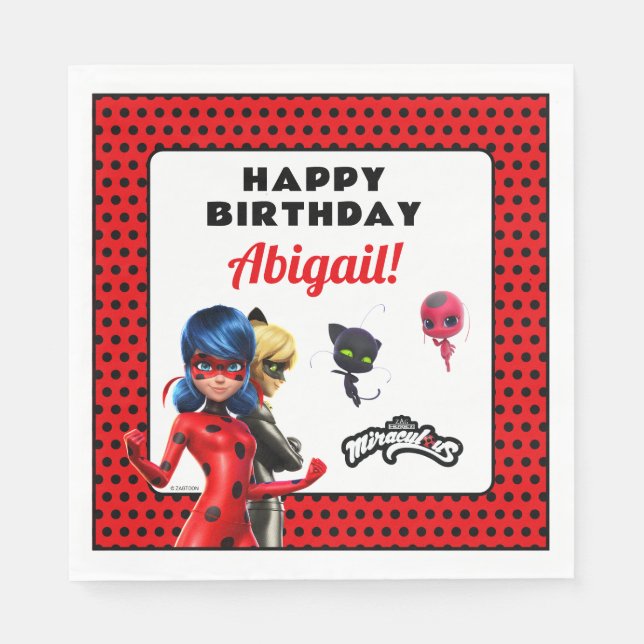 Miraculous Ladybug & Cat Noir Birthday Pappersservett (Framsidan)