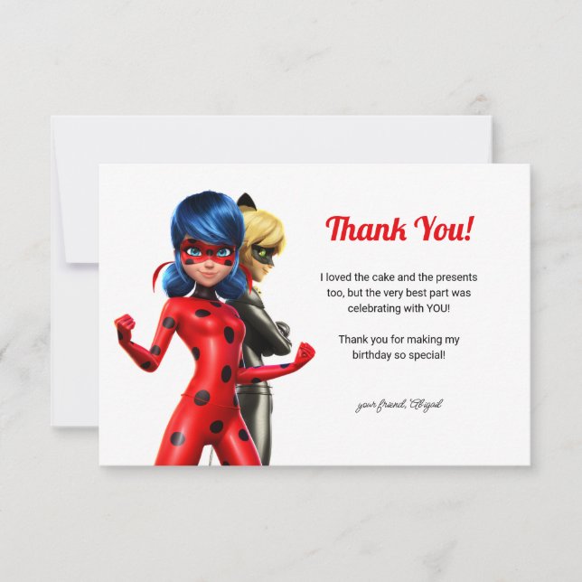 Miraculous Ladybug & Cat Noir Birthday Tack Kort (Framsida)