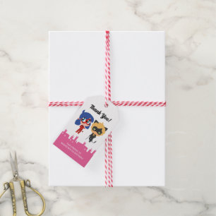 Miraculous Ladybug & Cat Noir Chibi Birthday Presentetikett