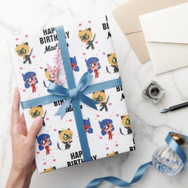 Miraculous Ladybug & Cat Noir Chibi Birthday Presentpapper