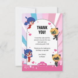 Miraculous Ladybug & Cat Noir Chibi Födelsedag Tack Kort