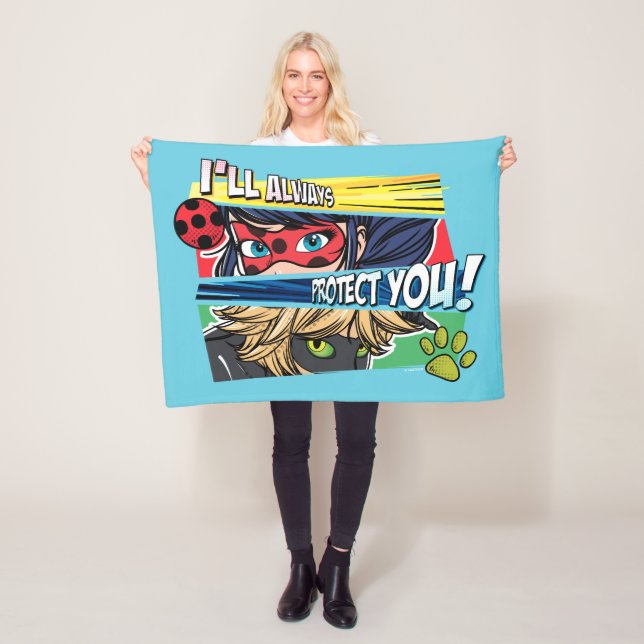 Miraculous Ladybug & Cat Noir skyddar dig alltid Fleecefilt (På plats)