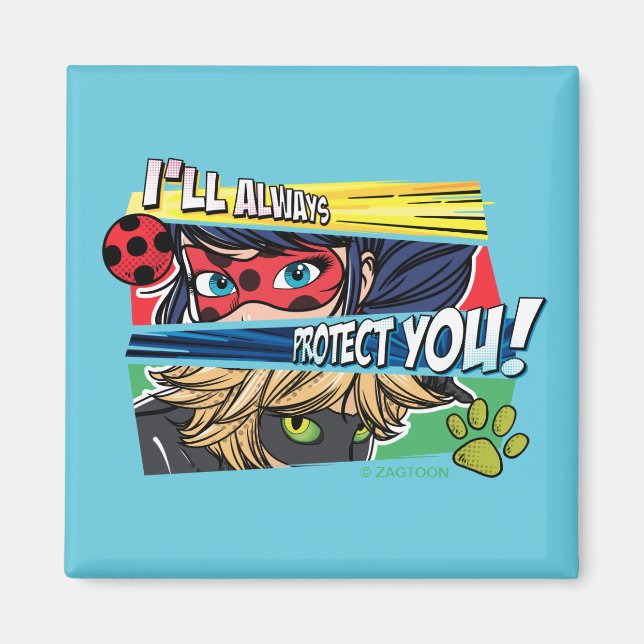 Miraculous Ladybug & Cat Noir skyddar dig alltid Magnet (Framsidan)