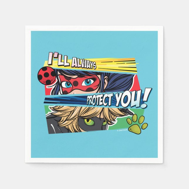 Miraculous Ladybug & Cat Noir skyddar dig alltid Pappersservett (Framsidan)
