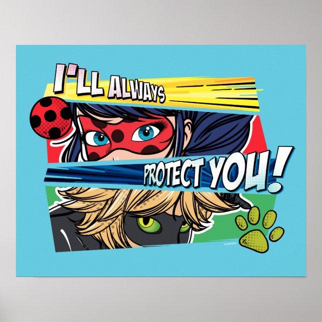 Miraculous Ladybug & Cat Noir skyddar dig alltid Poster (Framsidan)