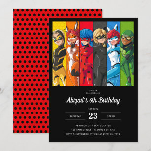 Miraculous Ladybug Character Birthday Inbjudningar