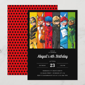 Miraculous Ladybug Character Birthday Inbjudningar