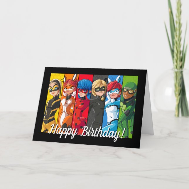 Miraculous Ladybug Character Birthday Kort (Framsida)
