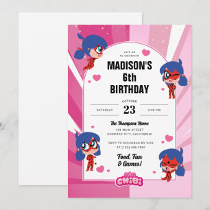 Miraculous Ladybug Chibi Birthday Inbjudningar