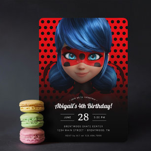 Miraculous Ladybug Girl's Birthday Inbjudningar