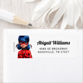 Miraculous Ladybug Girl's Birthday Returadress Etikett