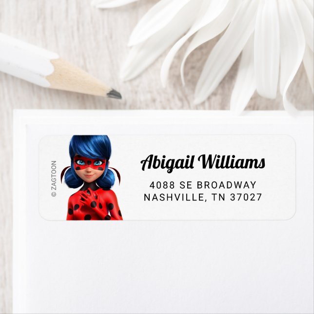 Miraculous Ladybug Girl's Birthday Returadress Etikett (Insitu)