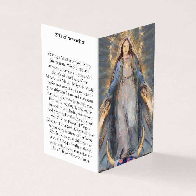 MIRACULOUS MEDAL Prayer Card Kort (Utsida)