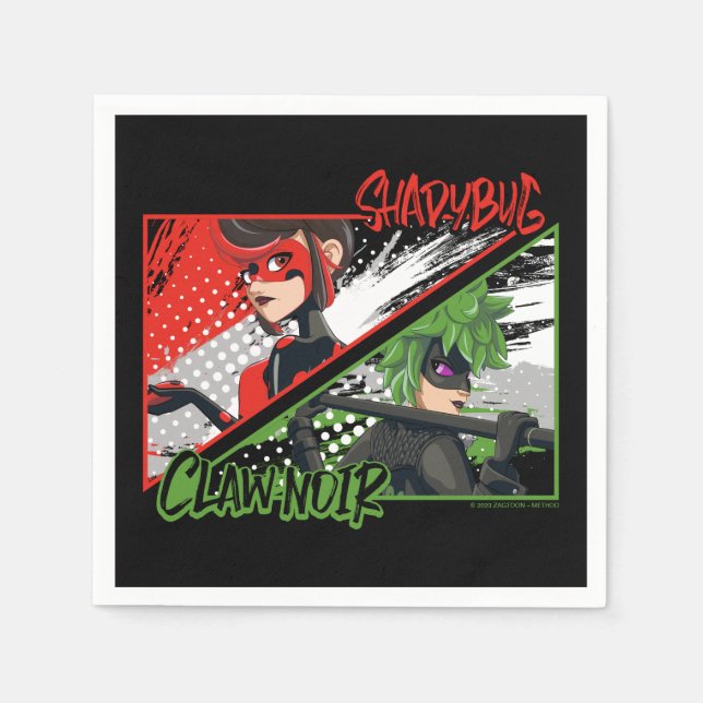 Miraculous Reverse Shadybug & Klo Noir Pappersservett (Framsidan)