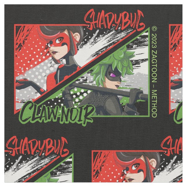 Miraculous Reverse Shadybug & Klo Noir Tyg (Närbild)