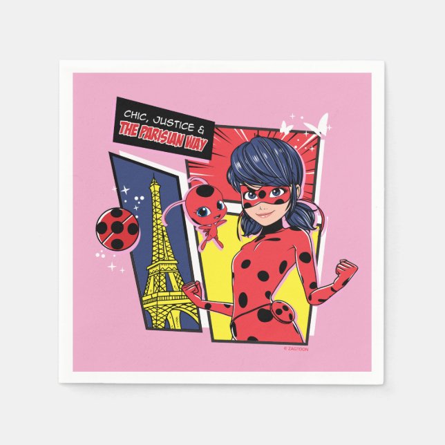 Miraculous Tecknad Ladybug Parisian Way Pappersservett (Framsidan)