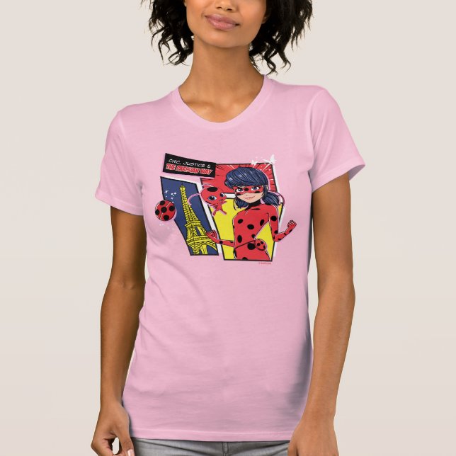 Miraculous Tecknad Ladybug Parisian Way T Shirt (Framsida)
