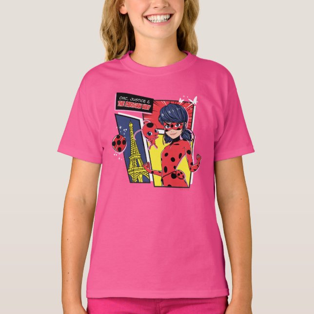 Miraculous Tecknad Ladybug Parisian Way T Shirt (Framsida)