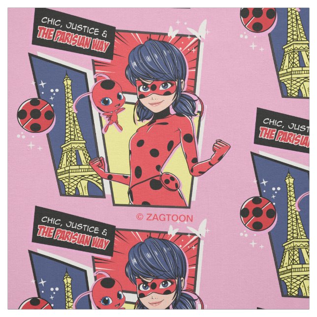 Miraculous Tecknad Ladybug Parisian Way Tyg (Provkarta)