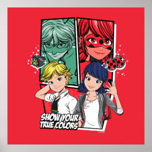 Miraculous Tecknad Marinette & Adrien True Färg Poster