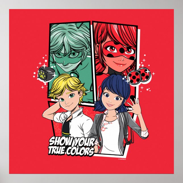 Miraculous Tecknad Marinette & Adrien True Färg Poster (Framsidan)
