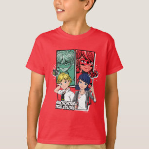 Miraculous Tecknad Marinette & Adrien True Färg T Shirt