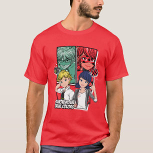 Miraculous Tecknad Marinette & Adrien True Färg T Shirt