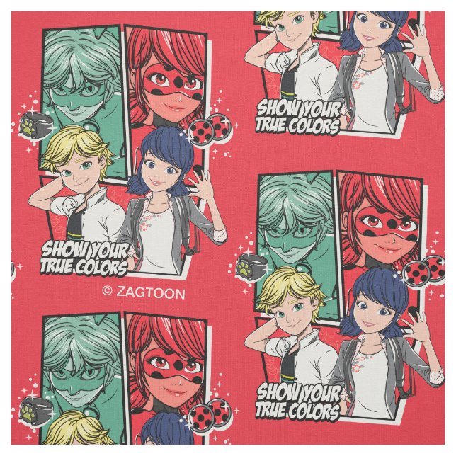 Miraculous Tecknad Marinette & Adrien True Färg Tyg (Provkarta)