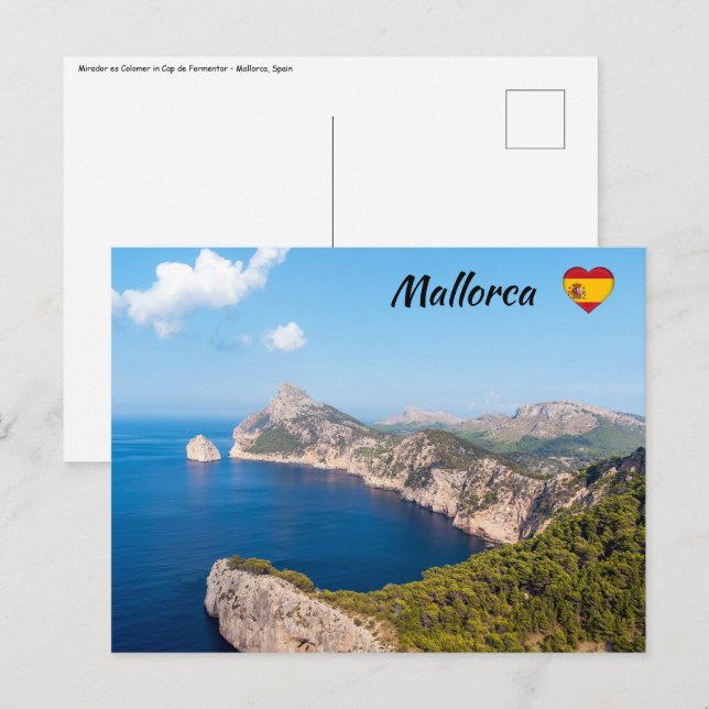 Mirador es Colomer in Cap de Formentor - Mallorca Vykort (Fram/baksida)