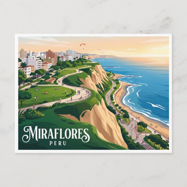 Miraflores-klipporna Lima Peru Vykort (Framsida)